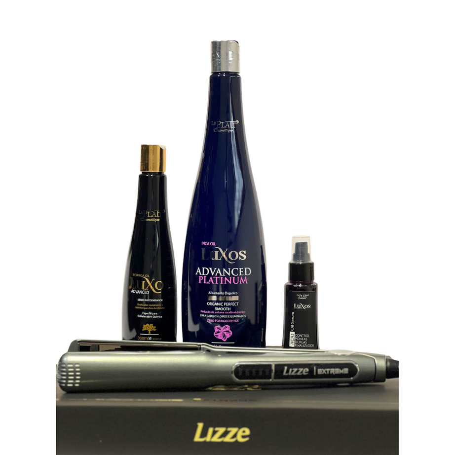 Pack Alisamento Luxos Advanced + Prancha Lizze +Leave In +Serun Açai